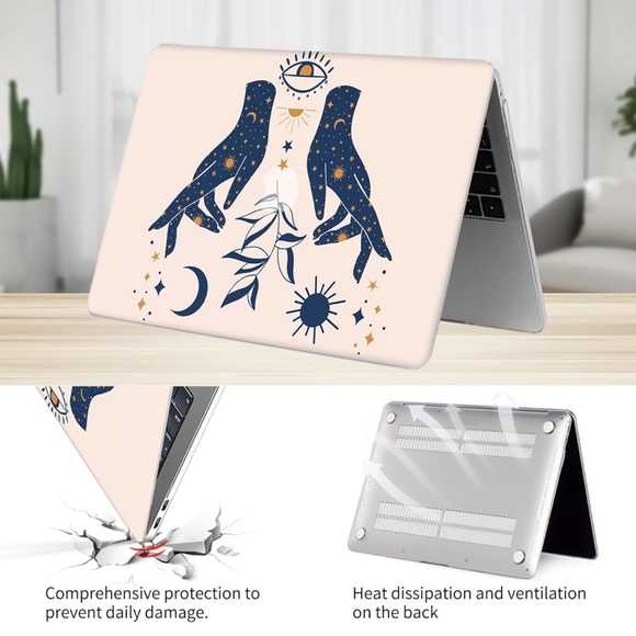 MacBook Pro 13 inch Case Mysterious Hands Stars Moons Sun Mystical - Picture 2 of 4